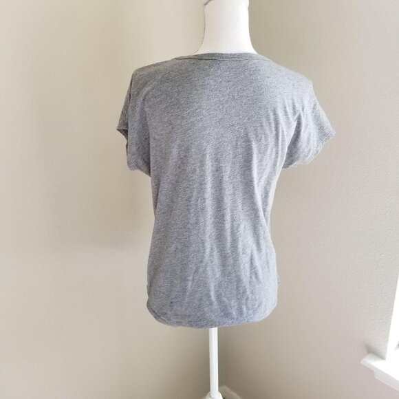 Sonoma Gray Short Sleeve Tee With Geometric Print Scoop Neck Cotton Blend Womens - Picture 2 of 3